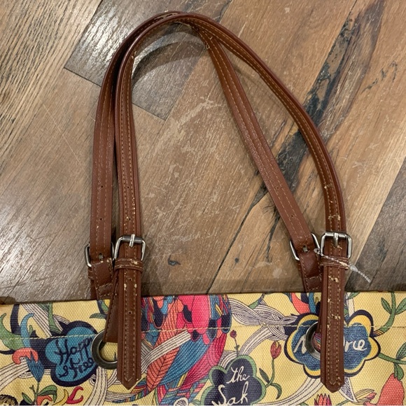 Sakroots Coated Canvas Peace/Bird Multicolored Floral Print Tote Bag - Picture 11 of 16